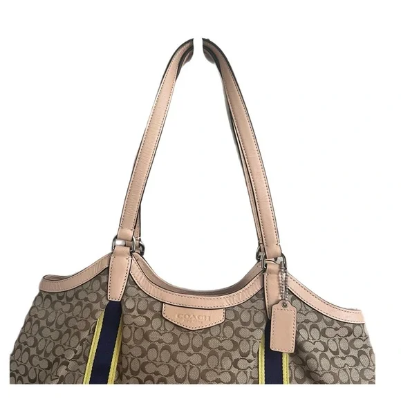 Coach Purse Signature Stripe Devin Shoulder Bag blue vintage D1481-F26131 - Picture 6 of 15